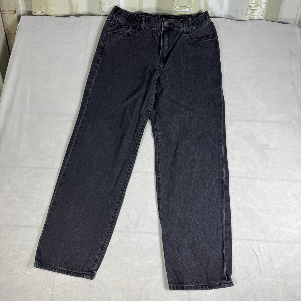 Gap Kids Straight Leg Jeans Charcoal Gray Denim Relaxed Fit Everyday 16 Husky